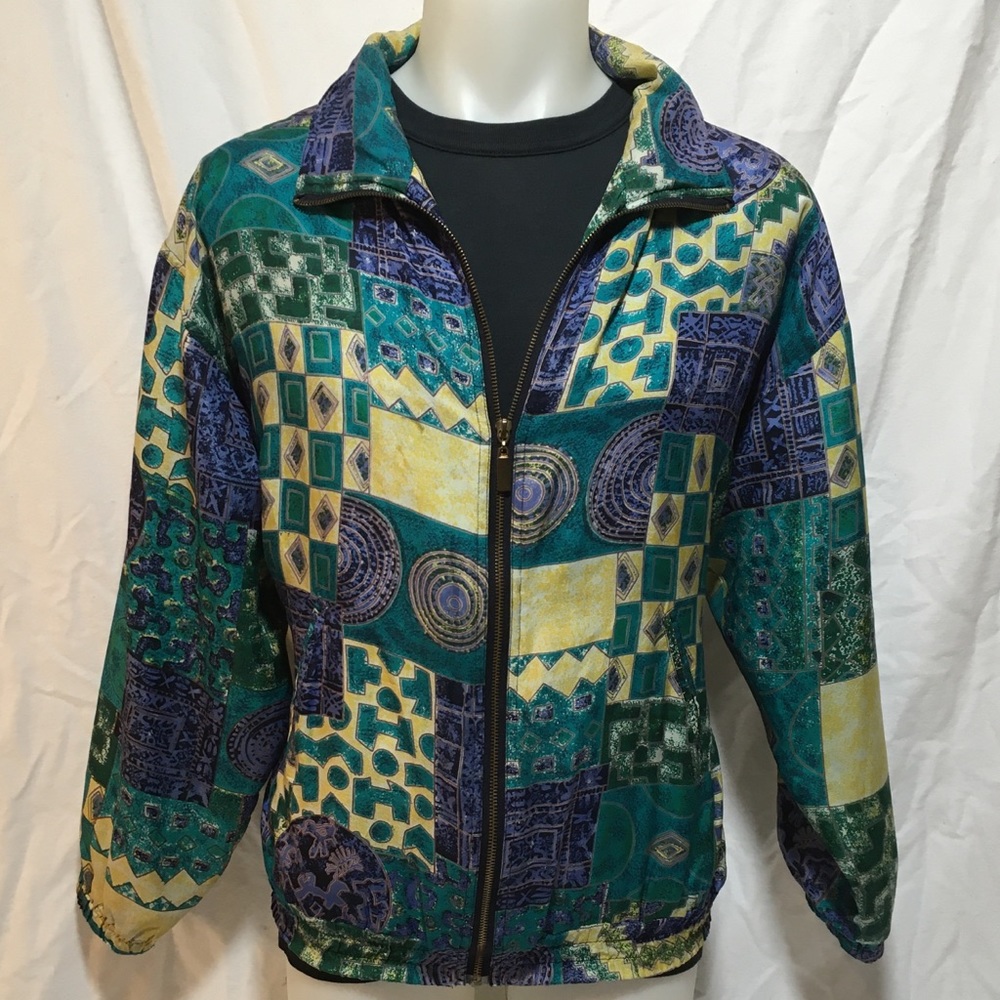 Modern Pattern Windbreaker Jacket - image 1
